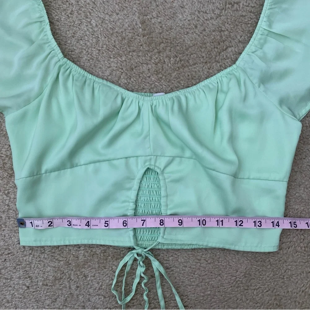 American Eagle Medium Mint Green Short Sleeve Crop Top - Picture 5 of 6